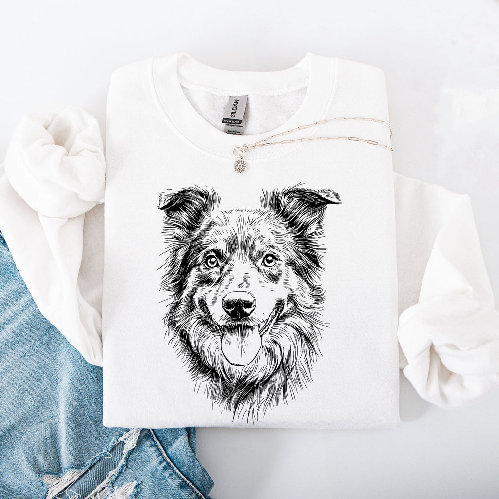Australian Shepherd Silhouette Graphic Portrait For Dog Lovers Sweatshirt