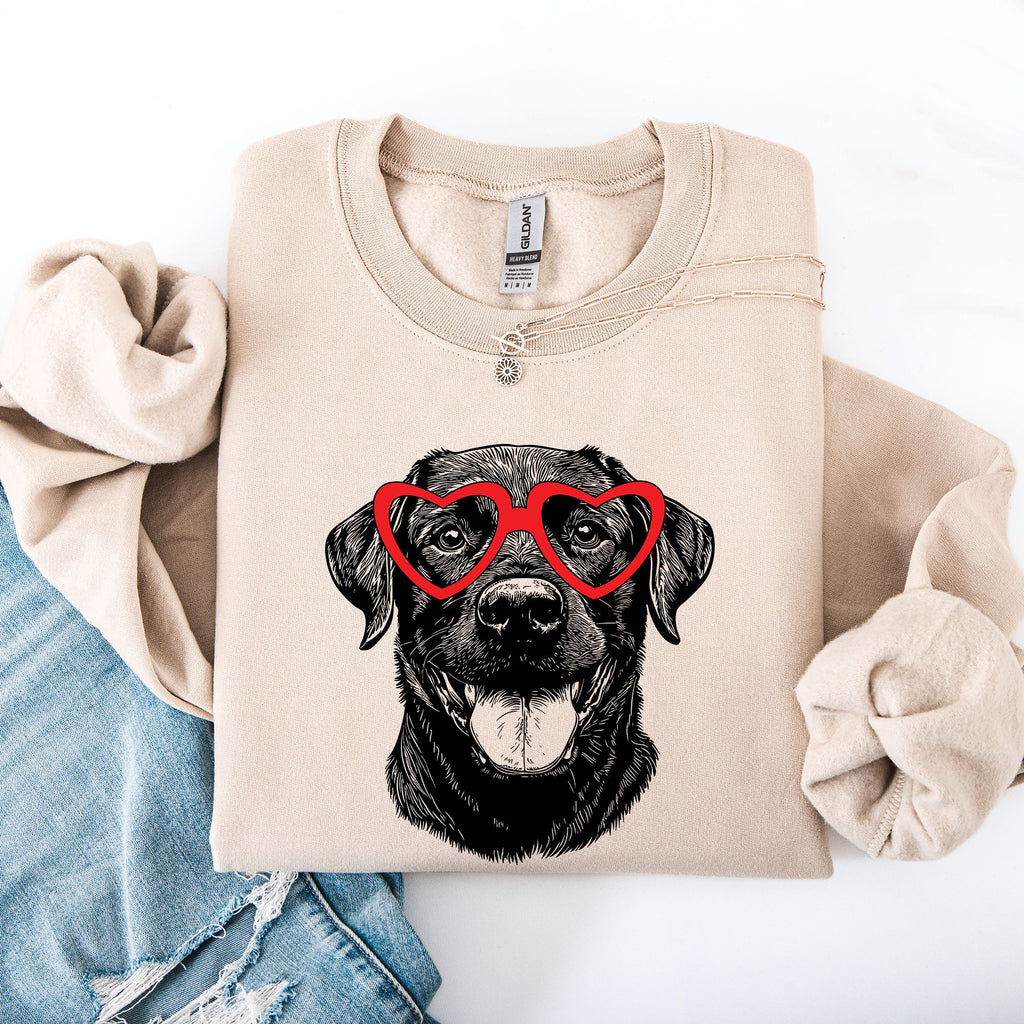 Black Lab Valentine Heart Paw Print Edition For Dog Lovers Forever Graphic Sweatshirt