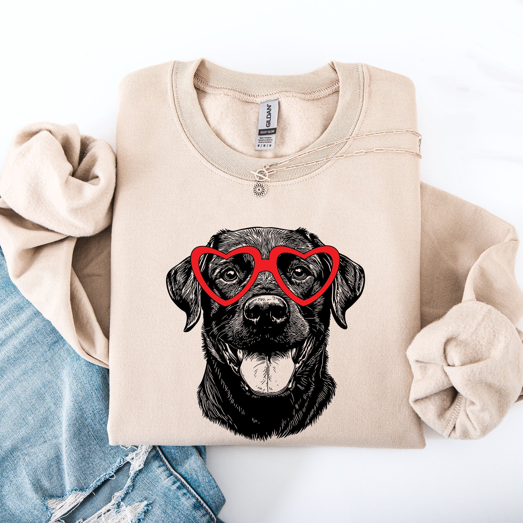 Black Lab Valentine Heart Paw Print Edition For Dog Lovers Forever Graphic Sweatshirt