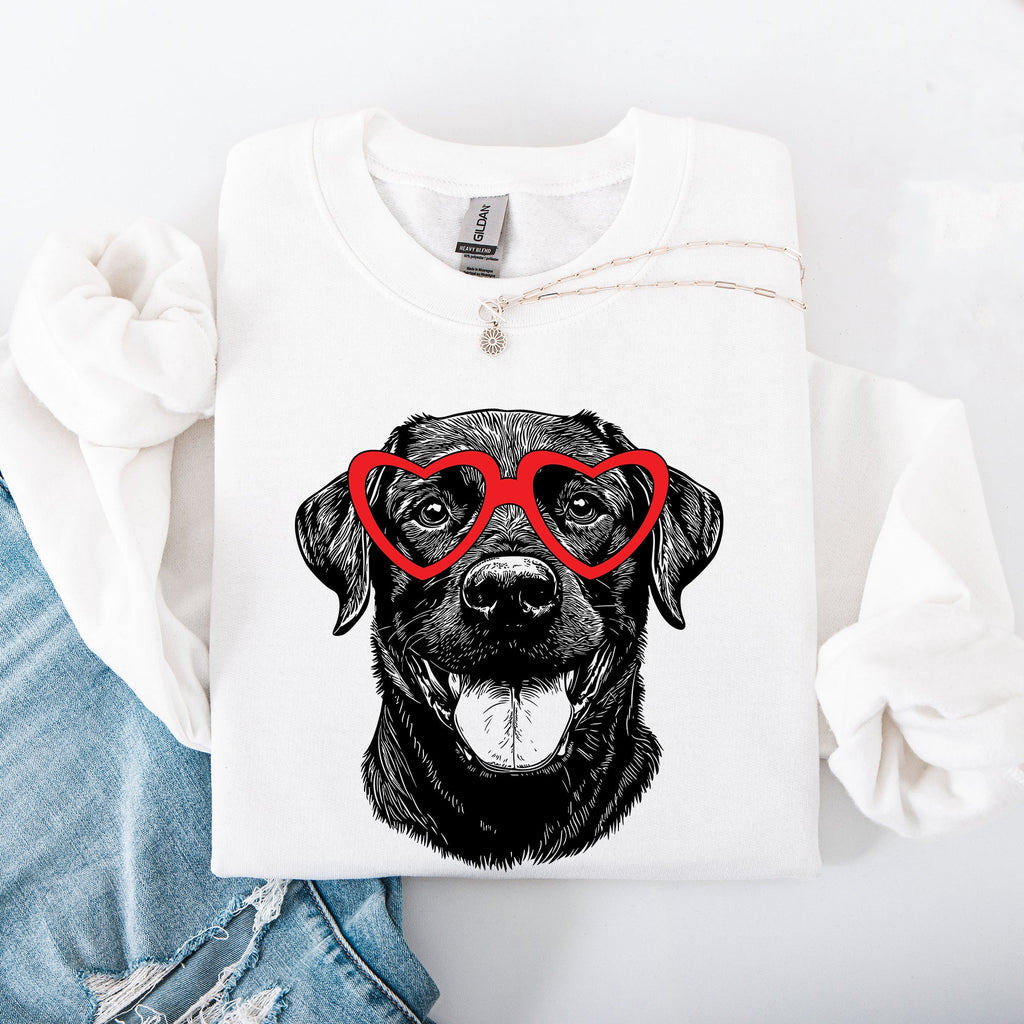 Black Lab Valentine Heart Paw Print Edition For Dog Lovers Forever Graphic Sweatshirt