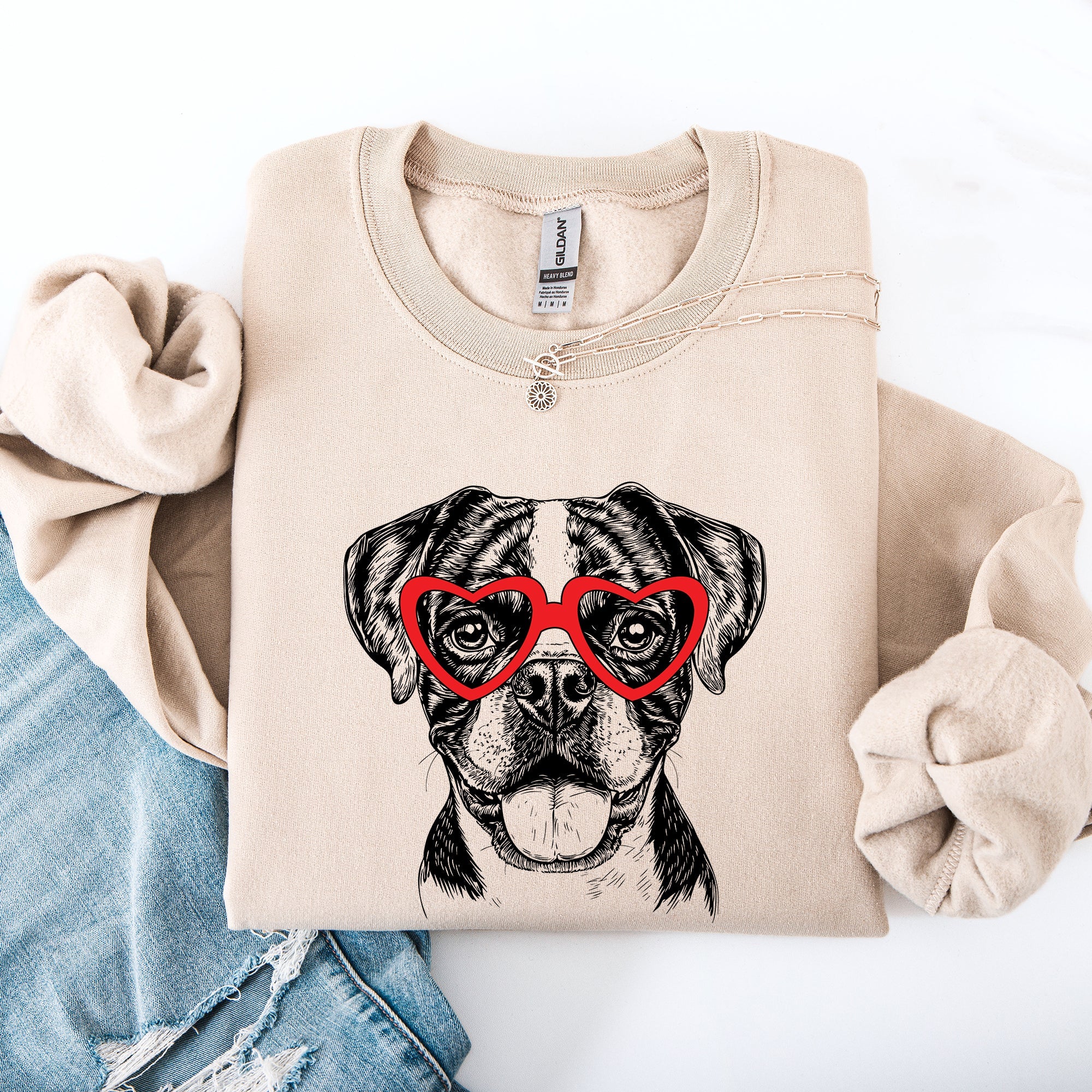 Boxer Breed Valentine's Love For My Dog Celebrate Wagging Tails And Unconditional Boxer Love Sweatshirt
