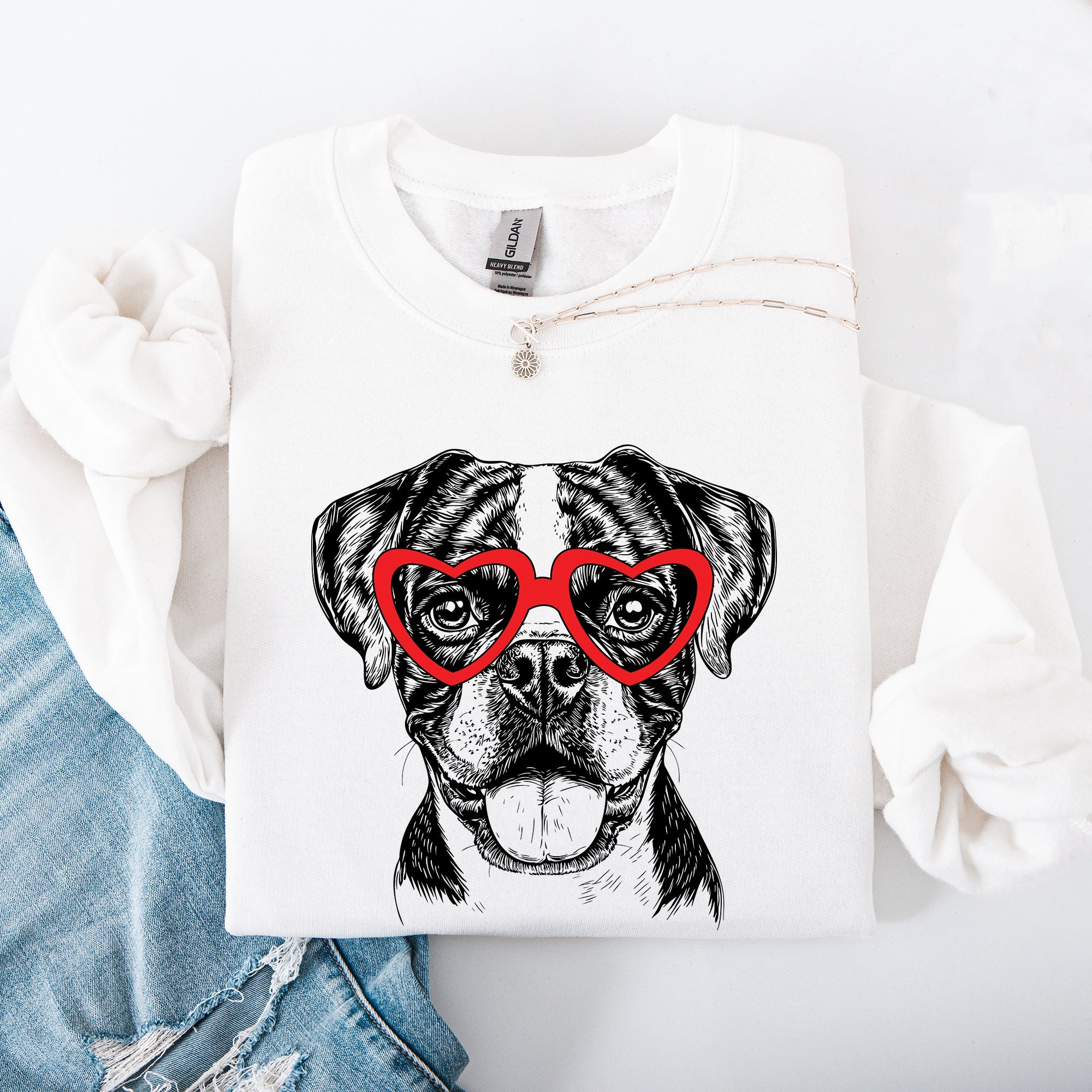 Boxer Breed Valentine's Love For My Dog Celebrate Wagging Tails And Unconditional Boxer Love Sweatshirt