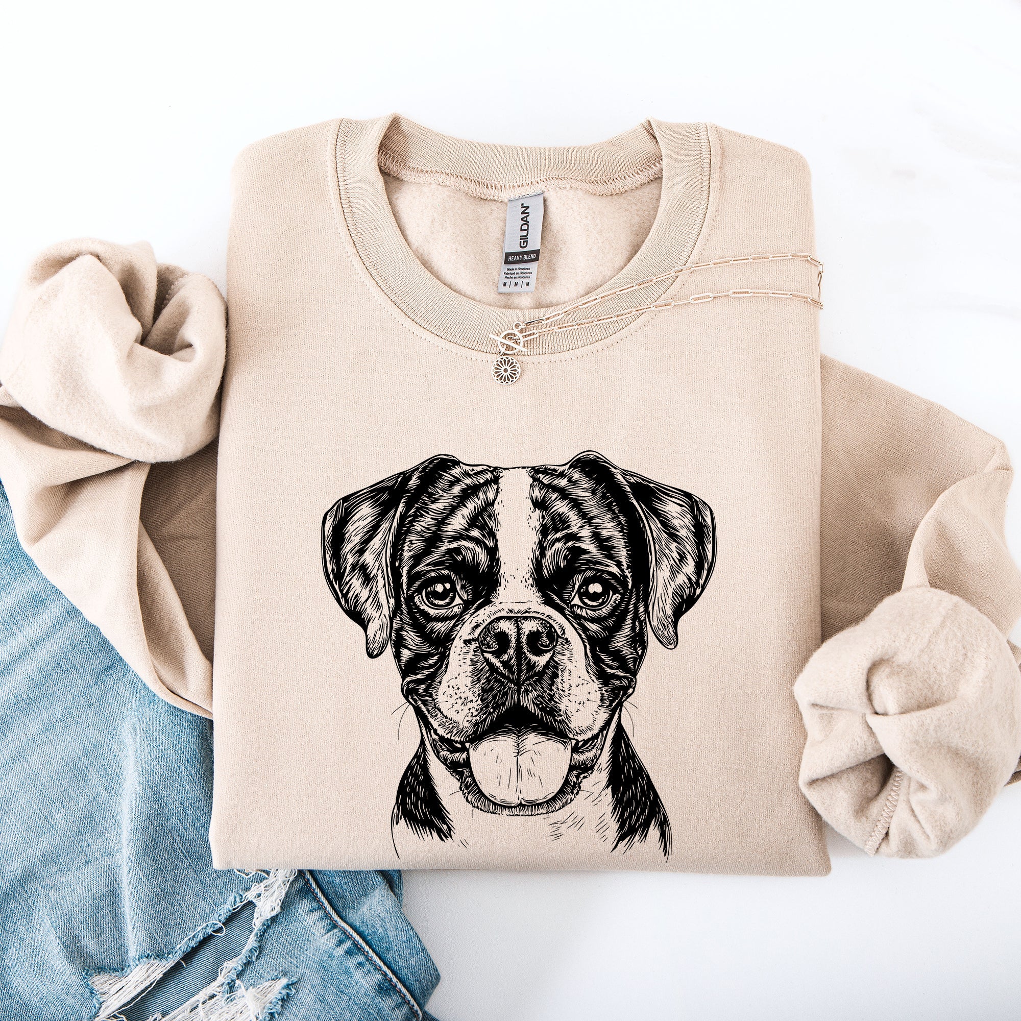 Boxer Breed Portrait Graphic Featuring A Bold Boxer Icon For Dog Lovers Worldwide Sweatshirt