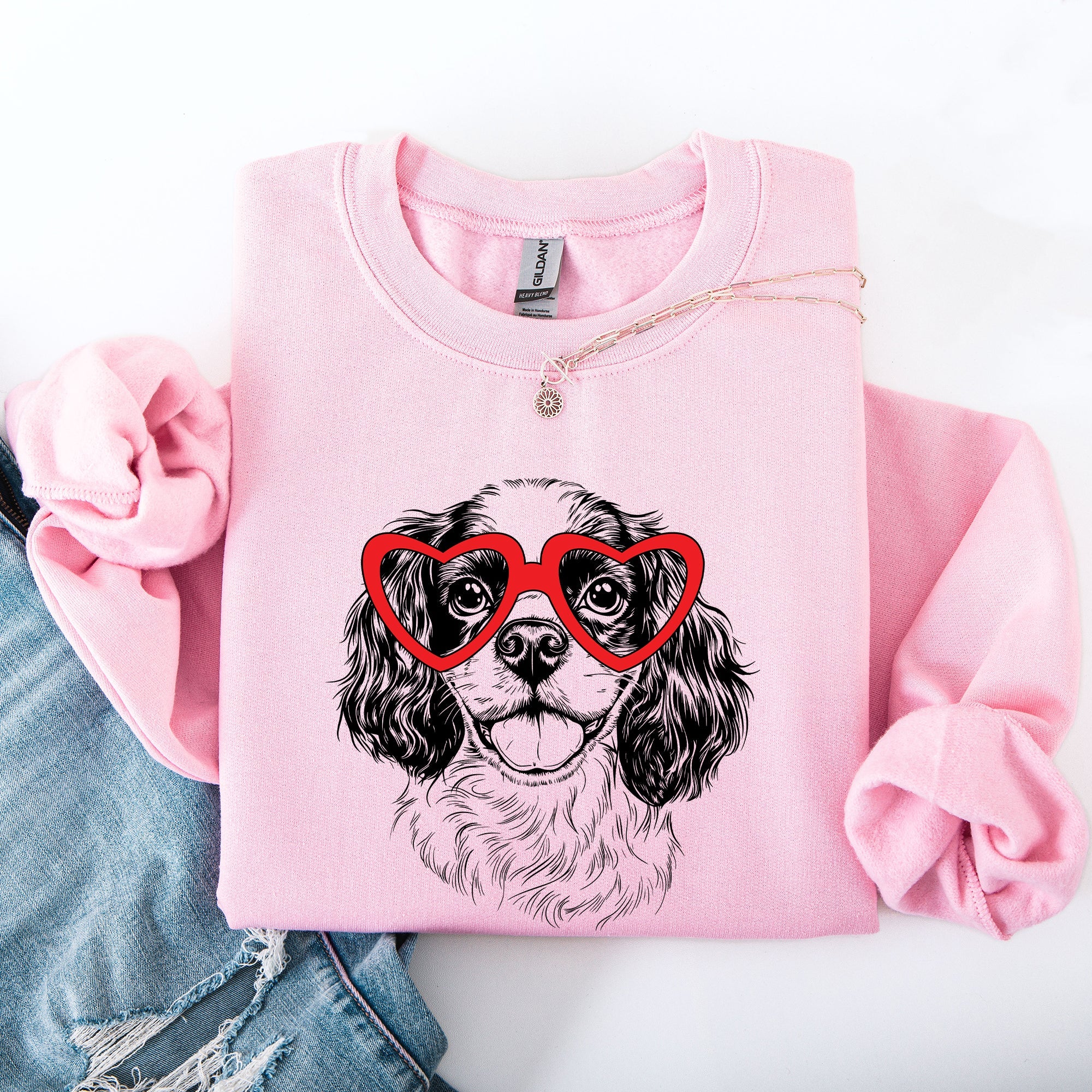 Cavalier King Charles Valentine's Dog Breed Lover Heart Design Cozy For Dog Lovers Sweatshirt