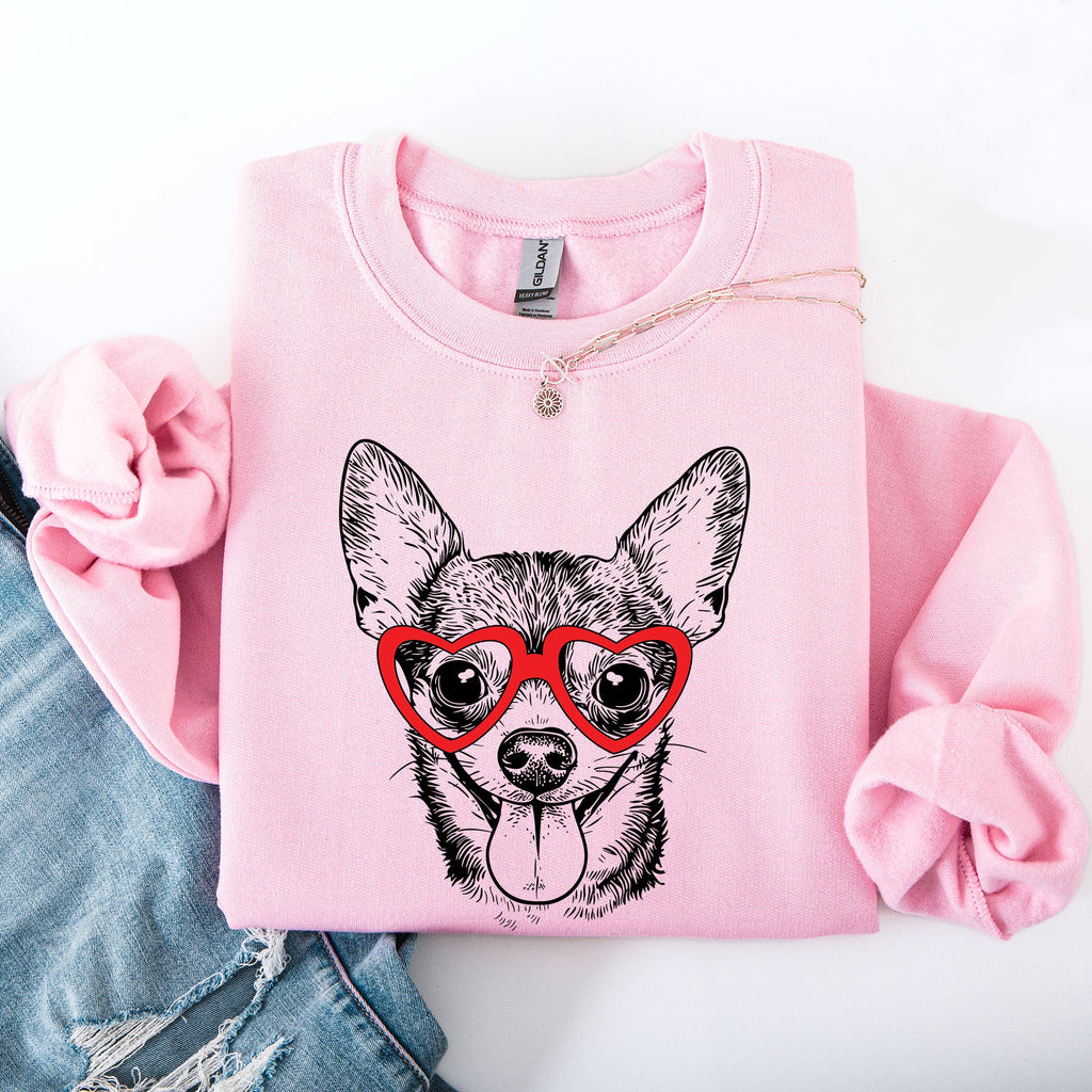 Chihuahua Valentine's Portrait And Paw Print Love Theme Forever Family Keepsake Sweatshirt