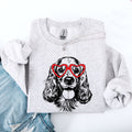 Cocker Spaniel Valentine Portrait With Heart Motifs For Loyal Dog Lovers And Pet Parents Sweatshirt