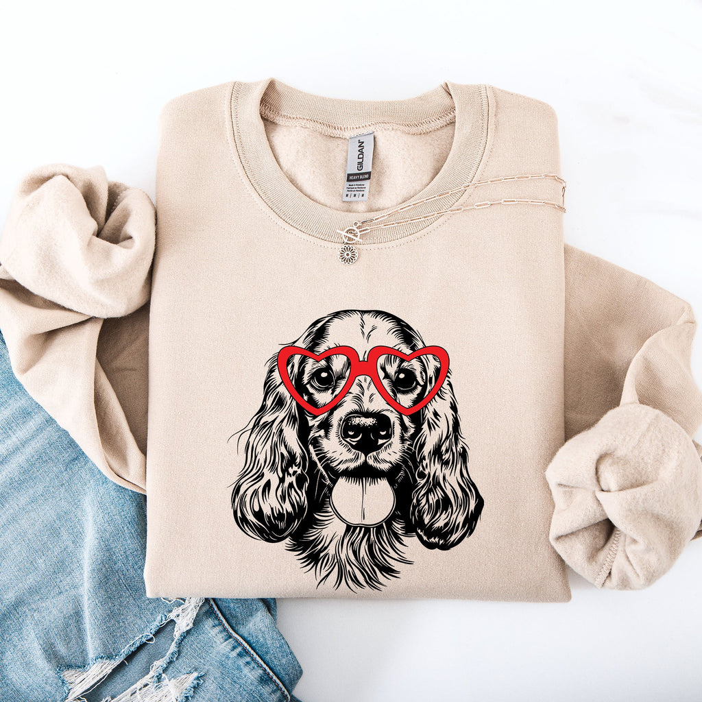 Cocker Spaniel Valentine Portrait With Heart Motifs For Loyal Dog Lovers And Pet Parents Sweatshirt