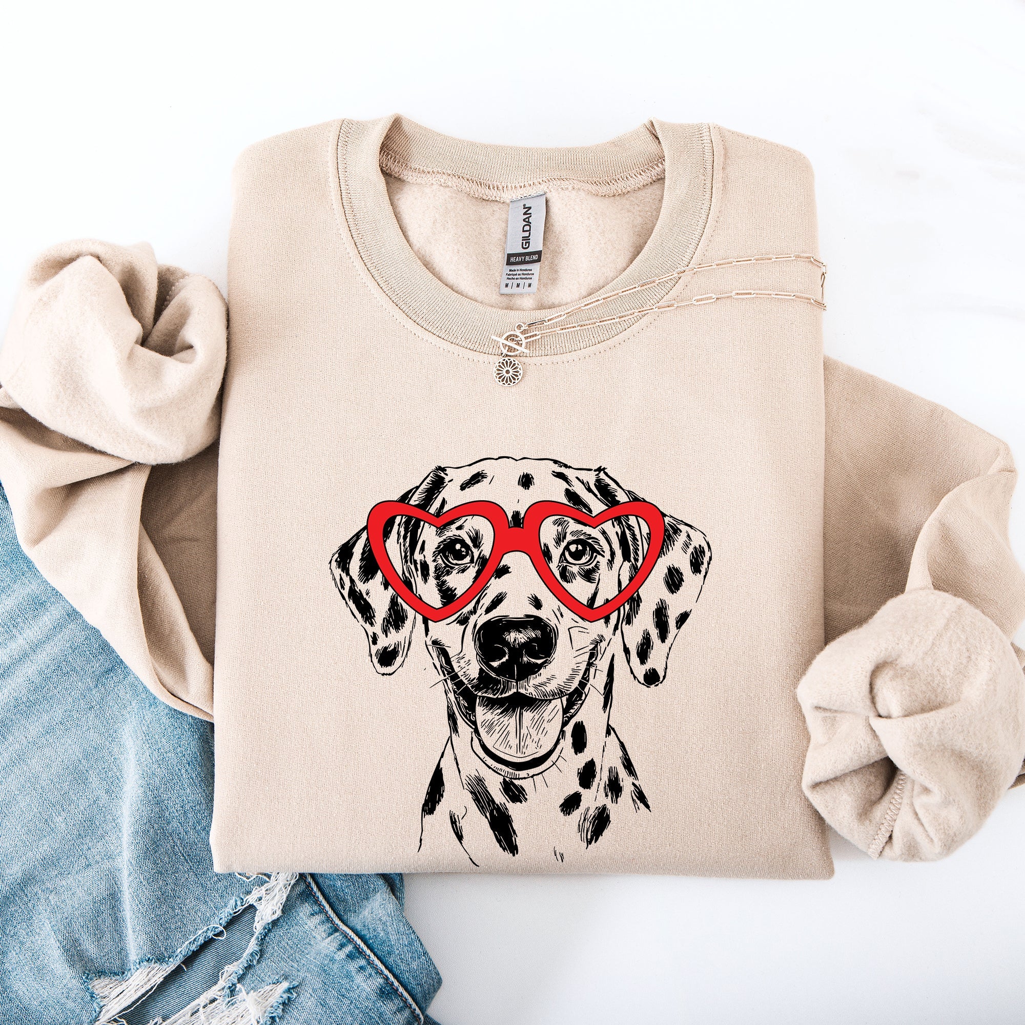 Dalmatian Valentine Love For Dogs Graphic Illustration Cozy Pride Deluxe Sweatshirt