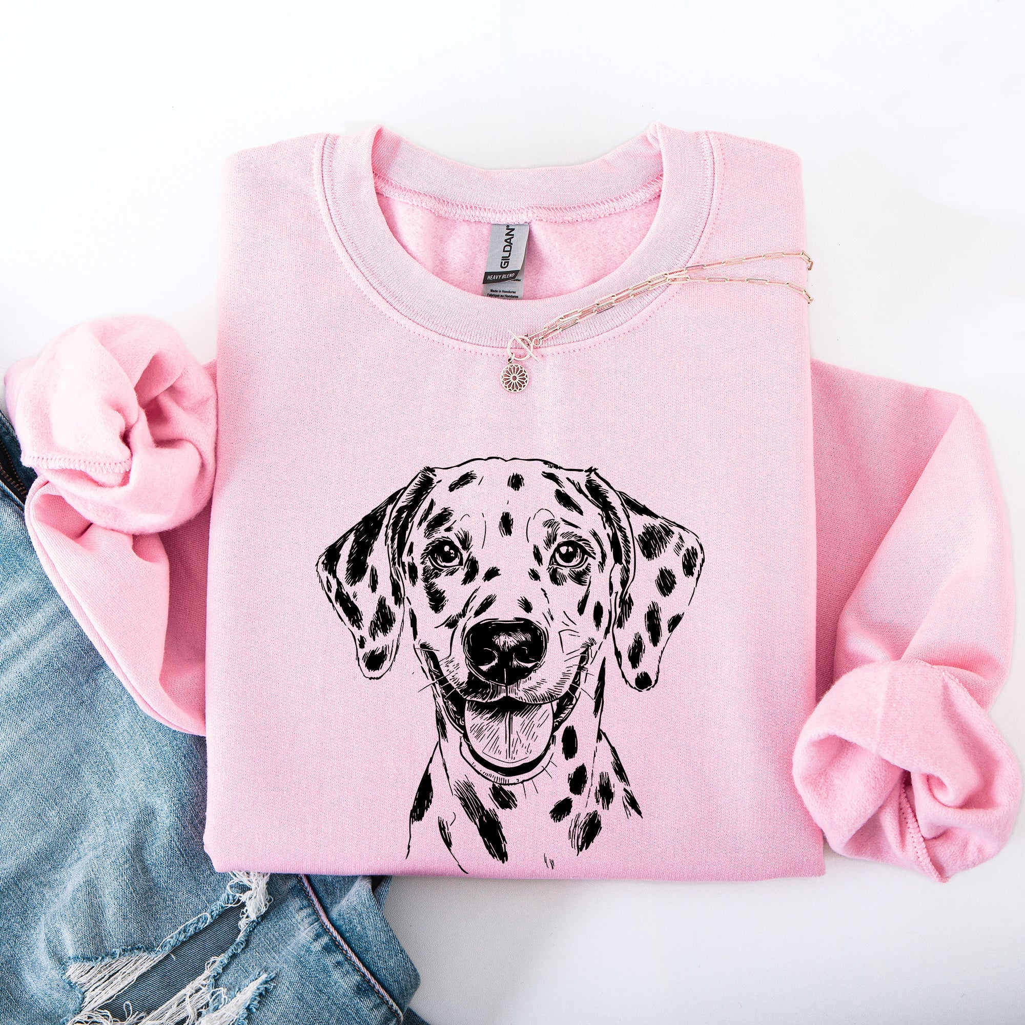 Dalmatian Lover Pet Owner Dog Breed Enthusiast Graphic Illustration Cozy Fleece Sweatshirt