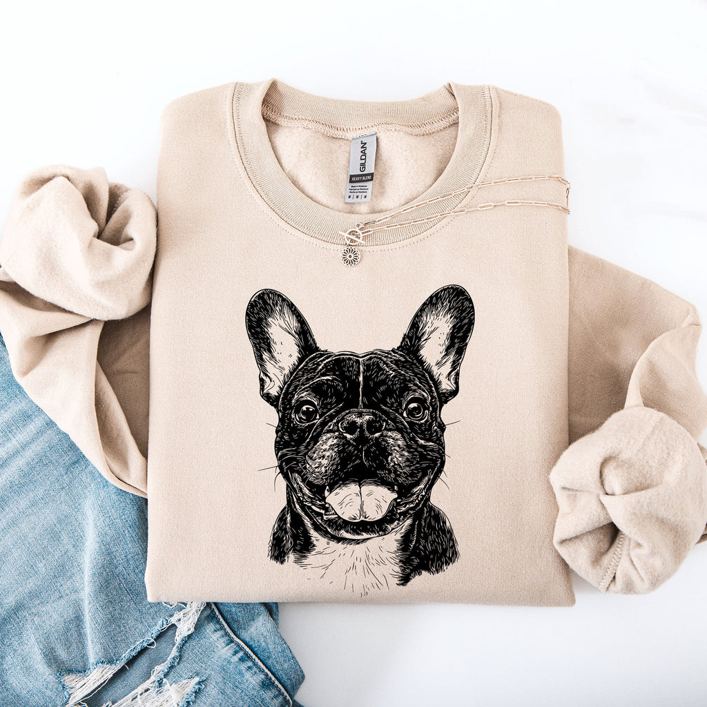 French Bulldog Lover Heartbeat Portrait Frenchie Pet Dog Breed Graphic Sweatshirt