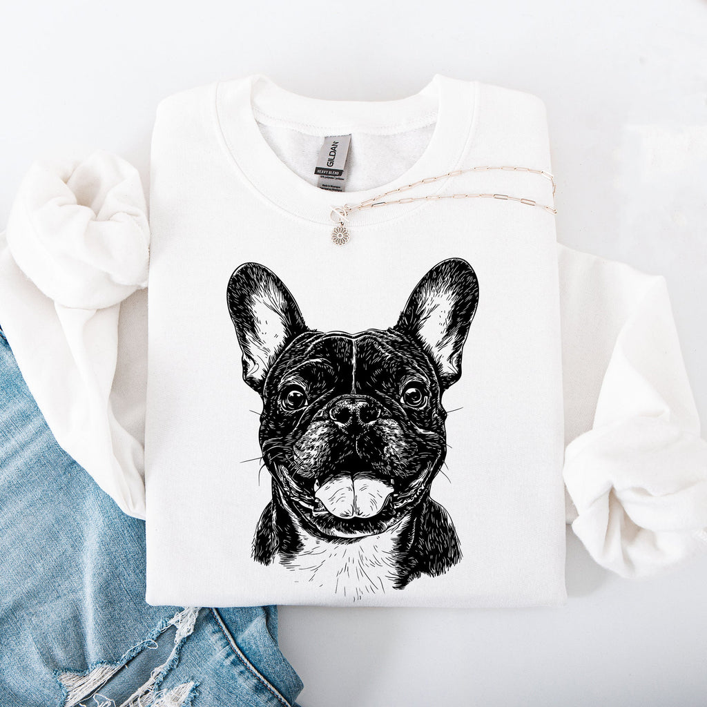 French Bulldog Lover Heartbeat Portrait Frenchie Pet Dog Breed Graphic Sweatshirt