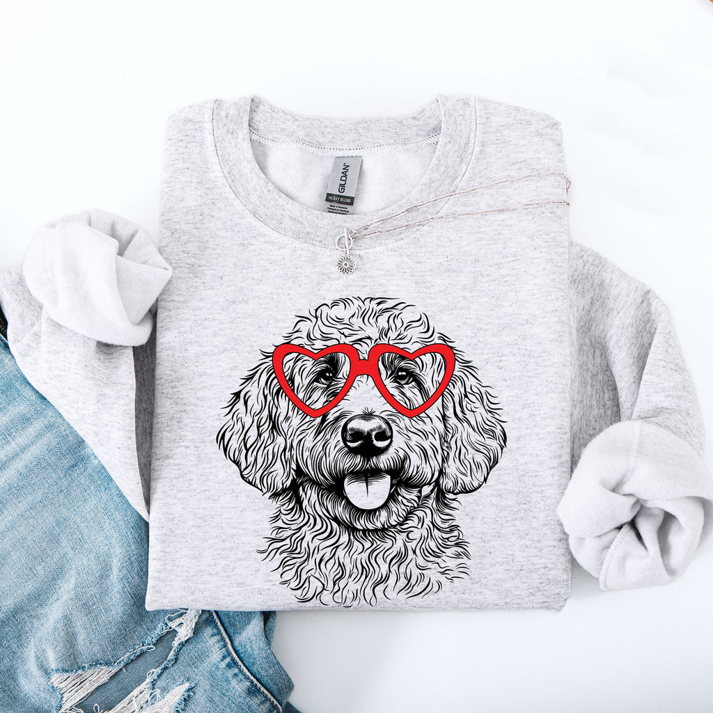 Goldendoodle Valentine For Dog Lovers Cozy Fleece Premium All Day Comfort Sweatshirt