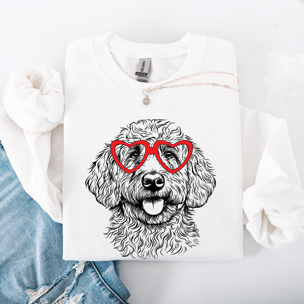 Goldendoodle Valentine For Dog Lovers Cozy Fleece Premium All Day Comfort Sweatshirt