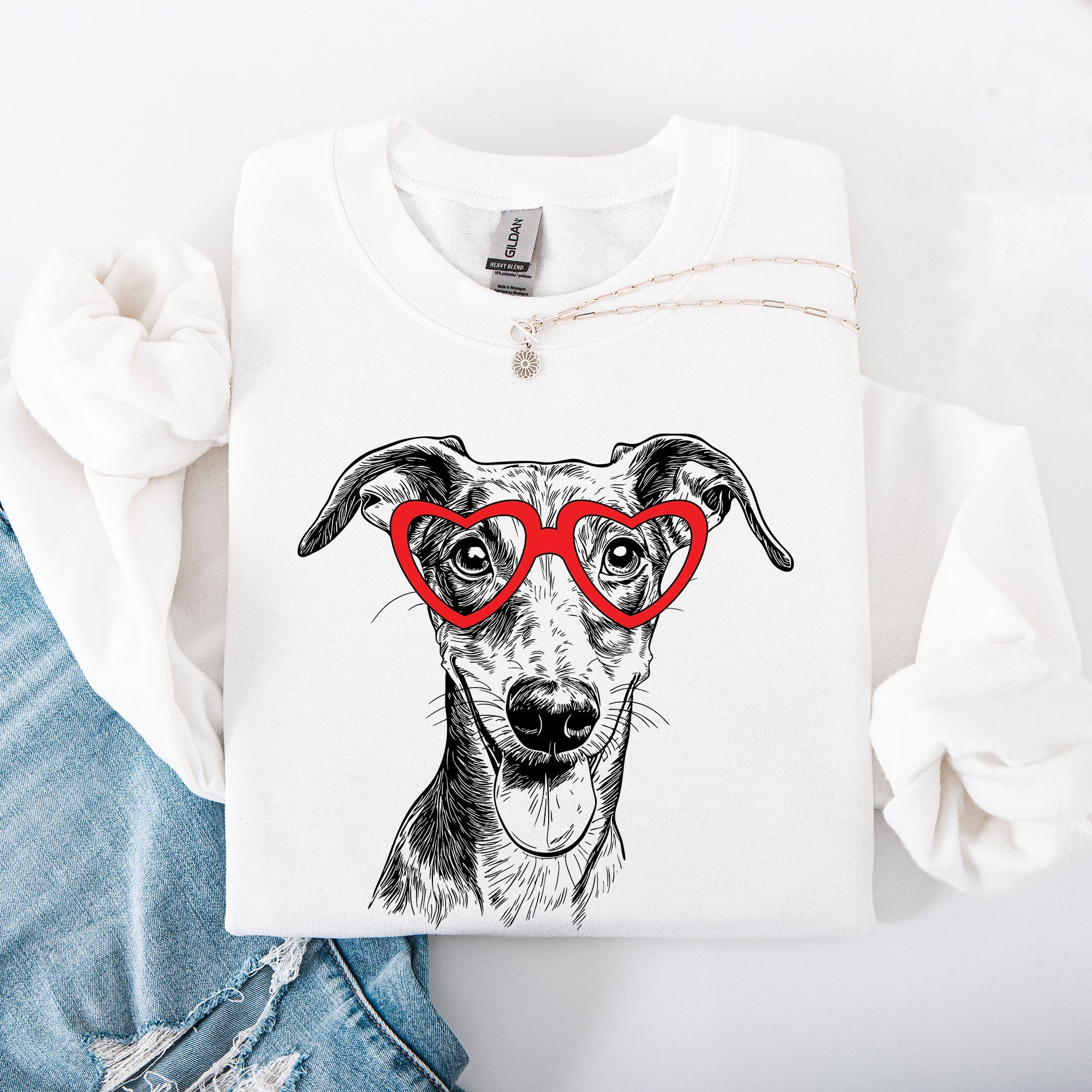 Greyhound Valentine's Day Heart Print Dog Breed For Dog Lovers And Fans Sweatshirt