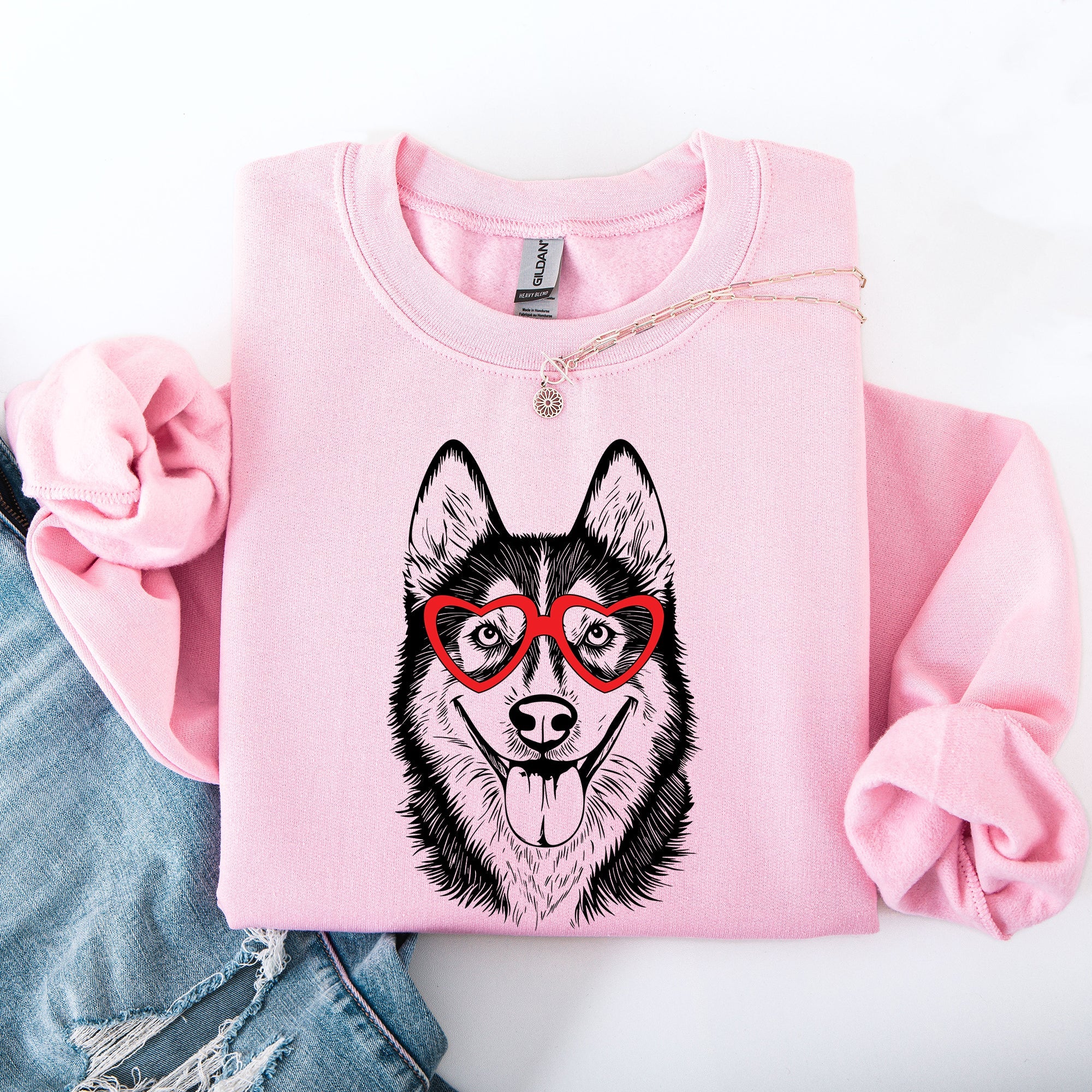 Husky Valentine Dog Breed Portrait Art For Loyal Dog Lovers Everywhere Sweatshirt
