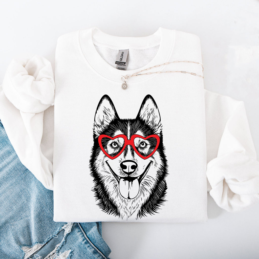 Husky Valentine Dog Breed Portrait Art For Loyal Dog Lovers Everywhere Sweatshirt