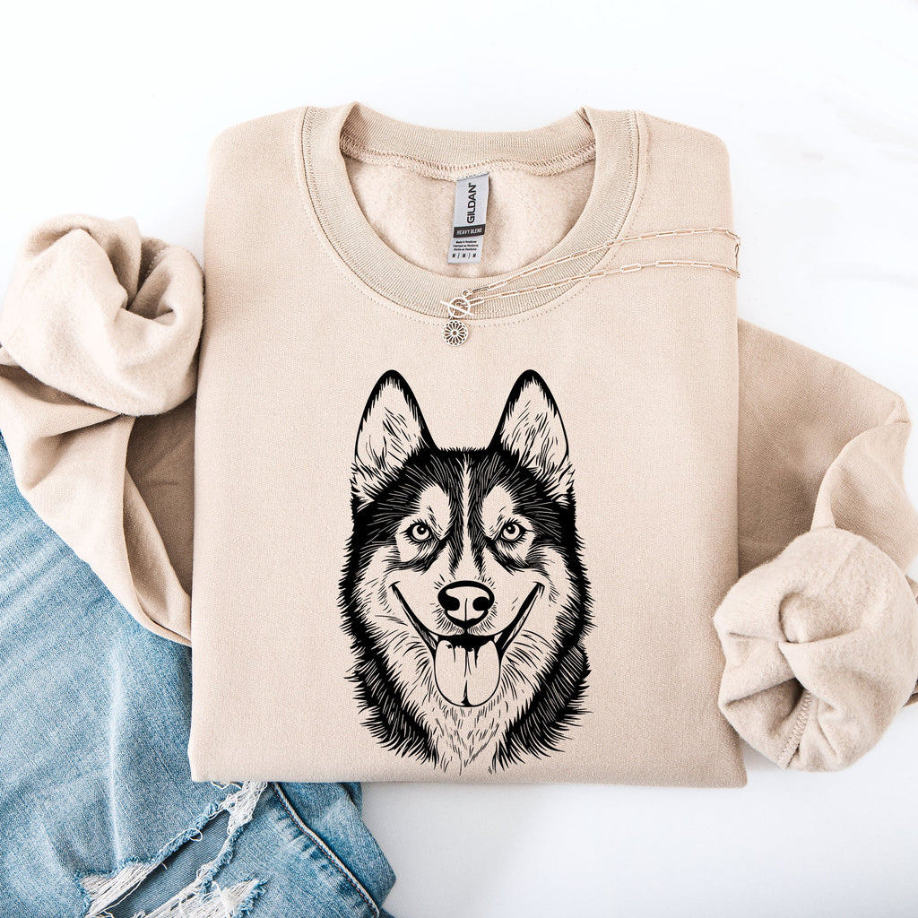 Husky Silhouette Portrait For Dog Breed Lovers Premium Cozy Ultra Graphic Sweatshirt