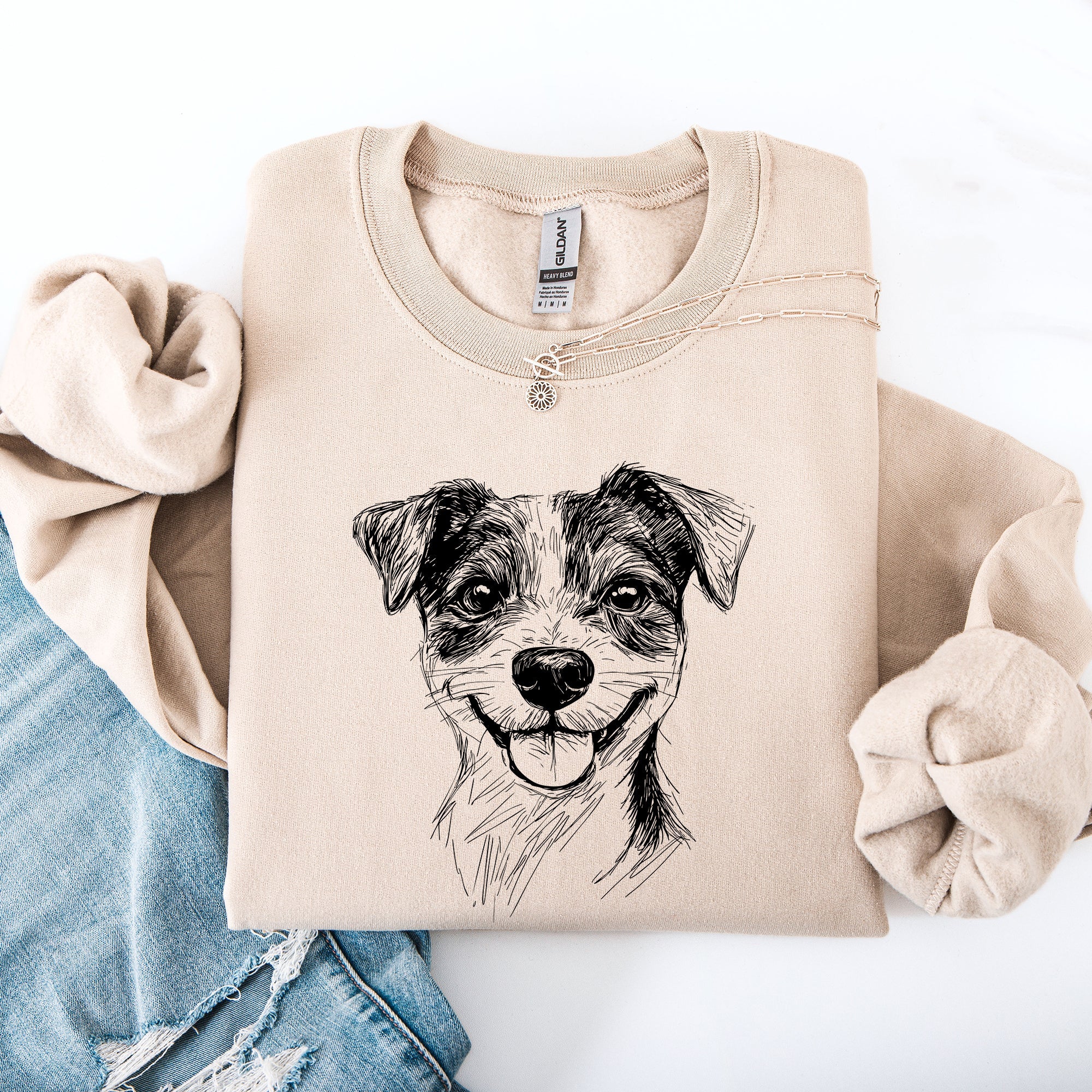 Jack Russell Portrait Illustration Featuring Curious Expression And Wagging Tail Sweatshirt