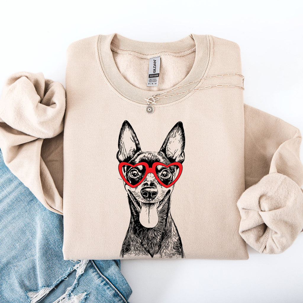Miniature Pinscher Min Pin Valentine Dog Lover Cozy Fleece Premium Quality Sweatshirt