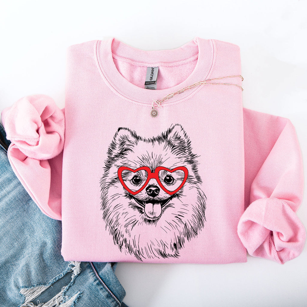 Pomeranian Love Heart Paw Prints Valentine's Edition Premium Cozy Fleece Sweatshirt