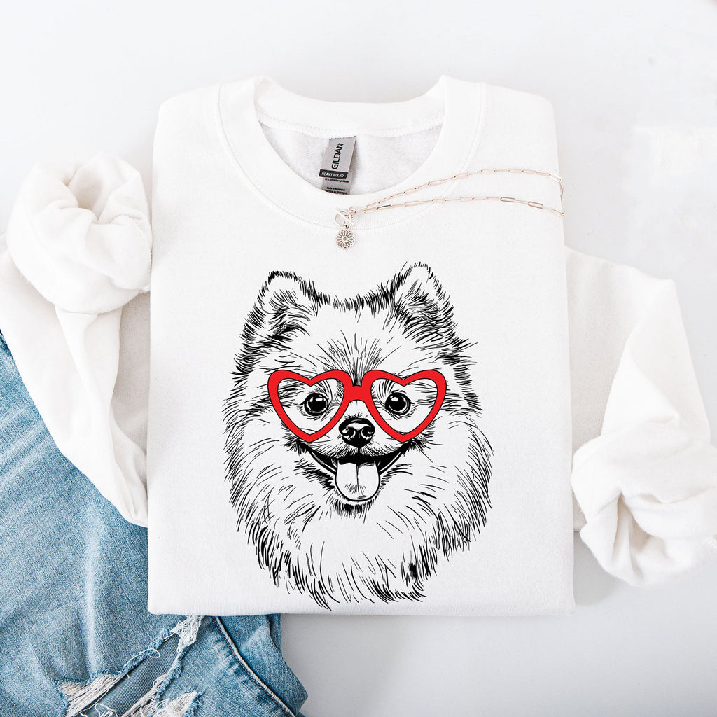 Pomeranian Love Heart Paw Prints Valentine's Edition Premium Cozy Fleece Sweatshirt