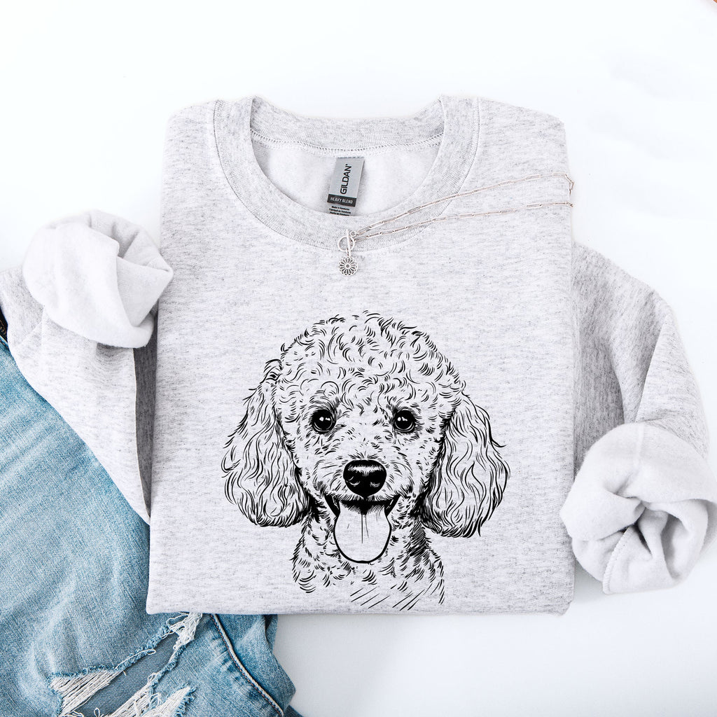 Poodle Pet Dog Breed Lover Portrait Illustration For Dogs Owners And Family Members Sweatshirt