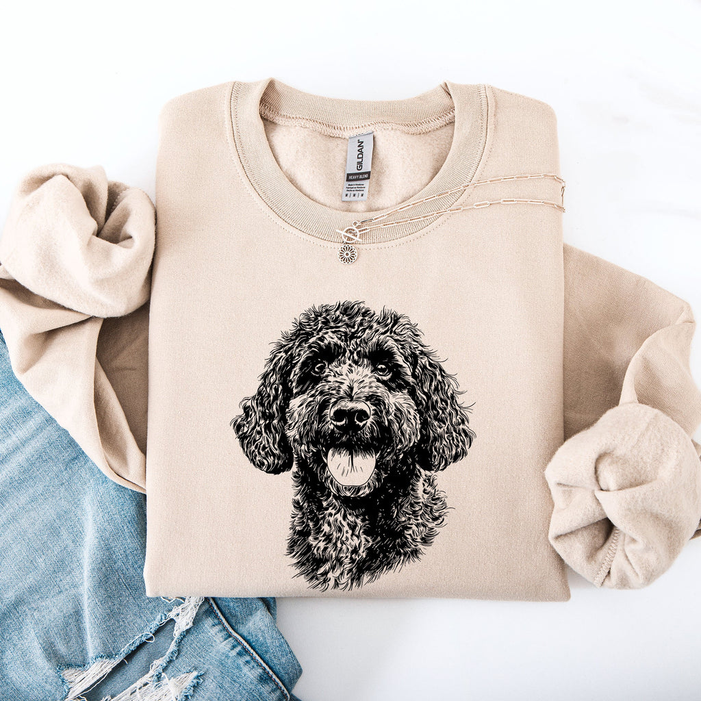 Portuguese Water Dog Breed Lover Graphic Illustration Cozy Vintage Style Sweatshirt