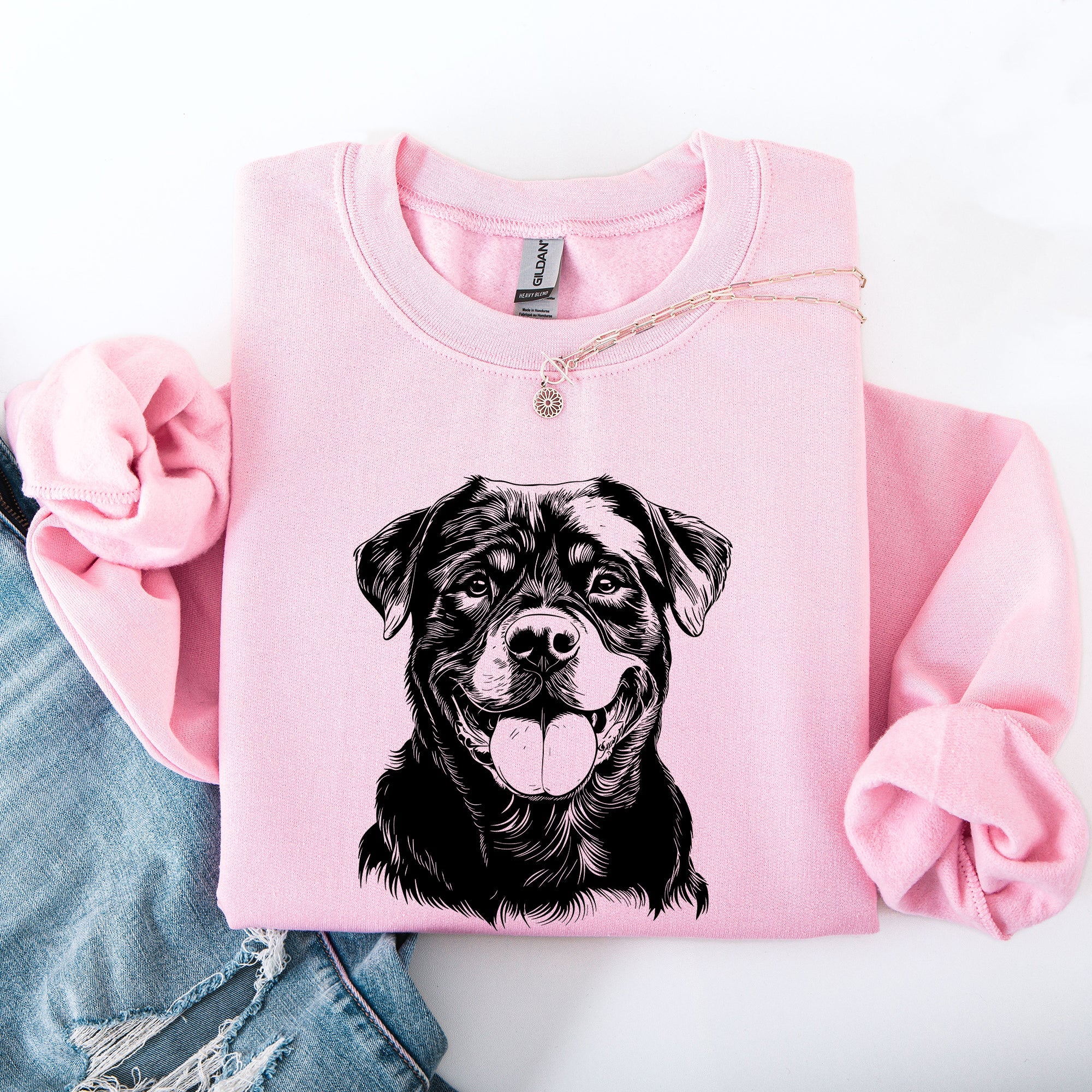 Rottweiler Portrait Of A Loyal Family Pet Dog Breed Illustration For Wearable Art And Pride Sweatshirt