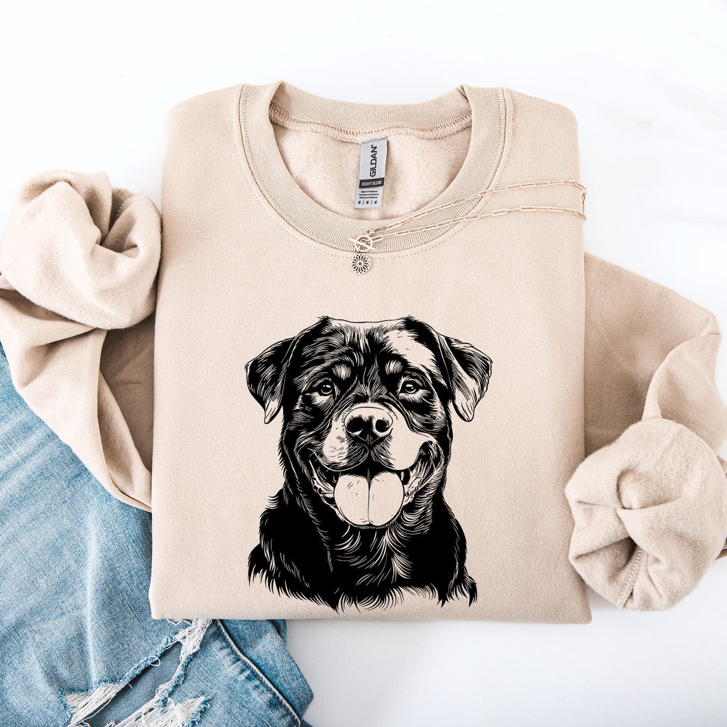 Rottweiler Portrait Of A Loyal Family Pet Dog Breed Illustration For Wearable Art And Pride Sweatshirt