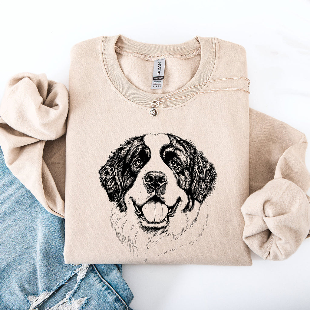 Saint Bernard Dog Breed Lover Portrait Graphic Art Illustration Vintage Heritage Sweatshirt