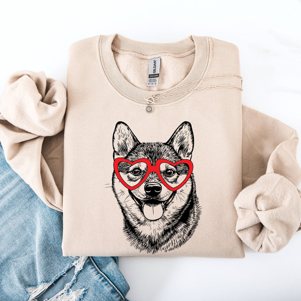 Shiba Inu Valentine Breed Lover Illustration Premium Cozy Edition Graphic Sweatshirt