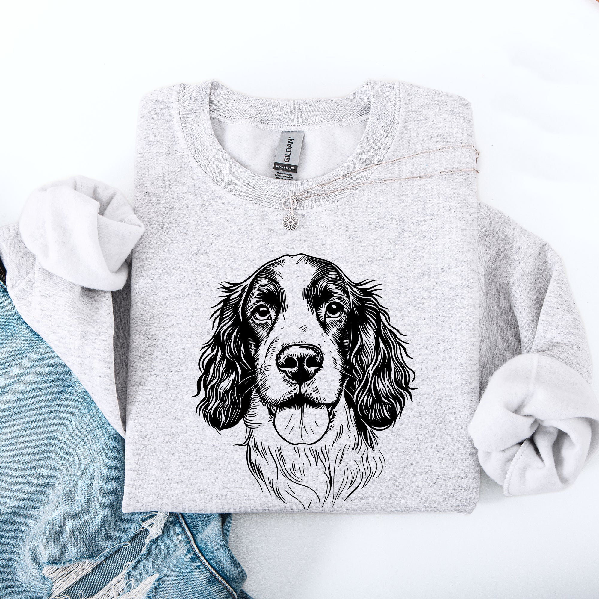Springer Spaniel Lover Collection Pet Dog Breed Enthusiast Edition Cozy Cotton Blend Sweatshirt