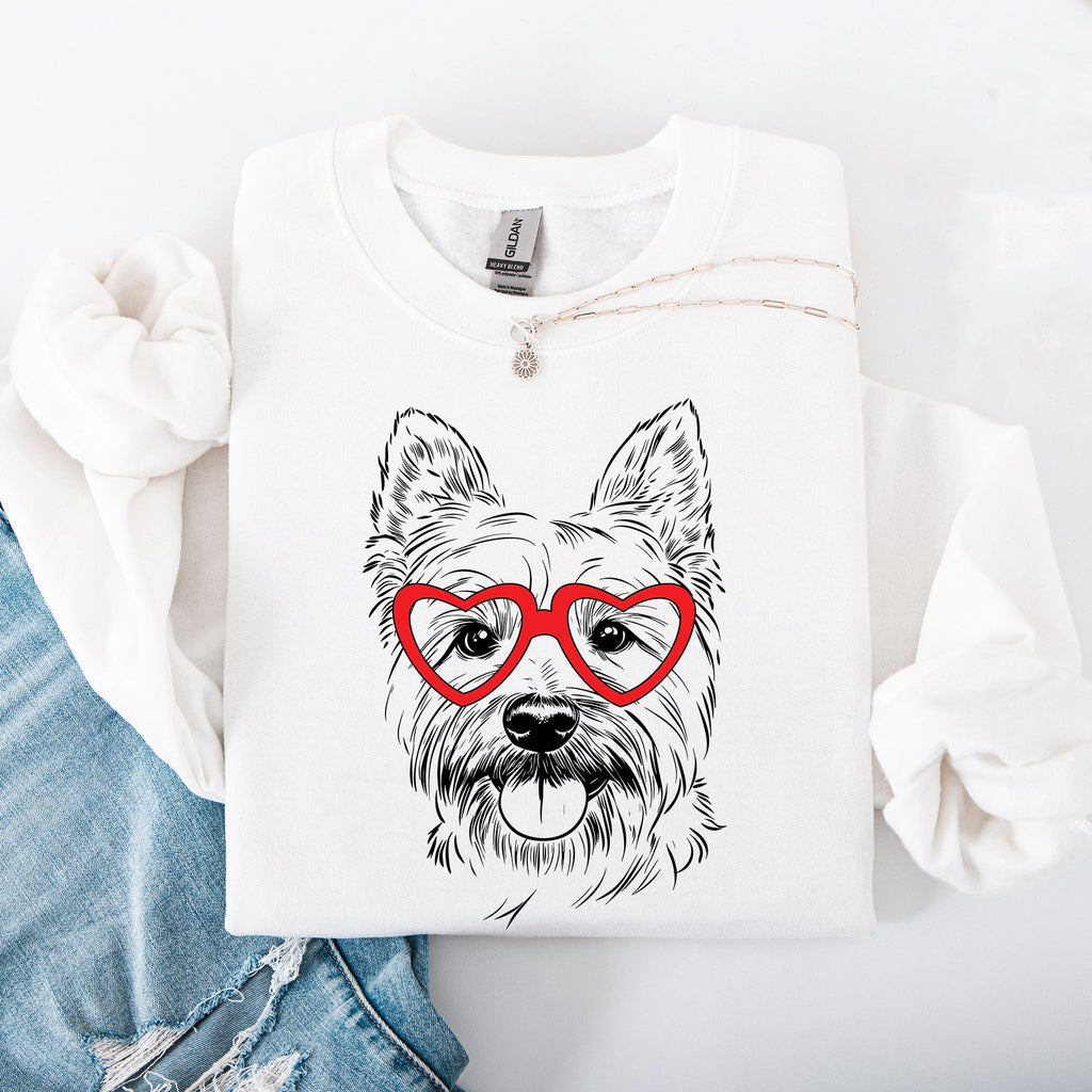 Westie Love Forever West Highland White Terrier Valentine's Portrait With Hearts Sweatshirt