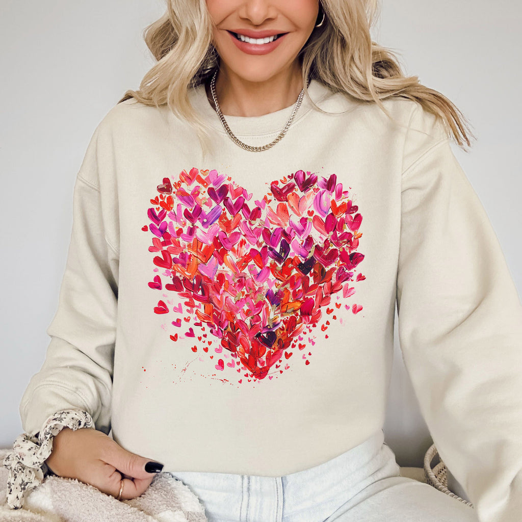 Watercolor Hearts Colorful Valentine's Day Love Abstract Illustration Art Sweatshirt