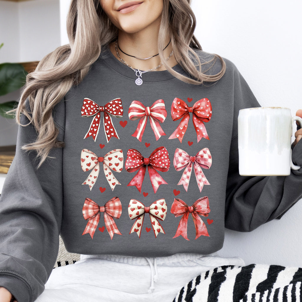 Retro Bows, Ribbons, Coquette, Valentine's Day, Love Festive Cozy Print Collection Sweatshirt