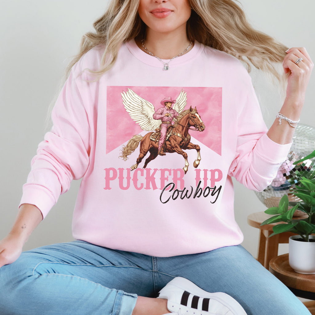 Pucker Up Cowboy Western Valentine's Day Love for Rodeo Lovers and Country Hearts Sweatshirt