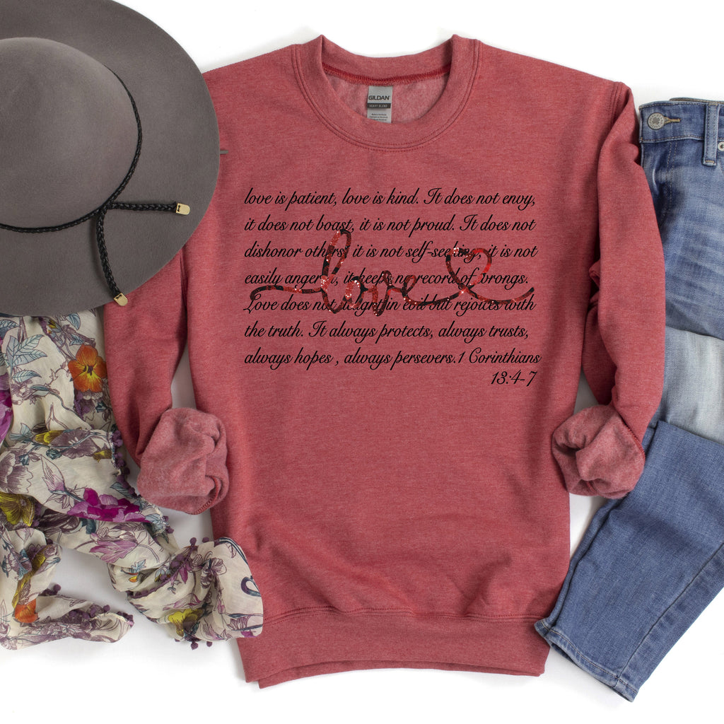 Love Is Patient Jesus Christian Faith Bible 1 Corinthians 13:4-7 Valentine's Day Sweatshirt
