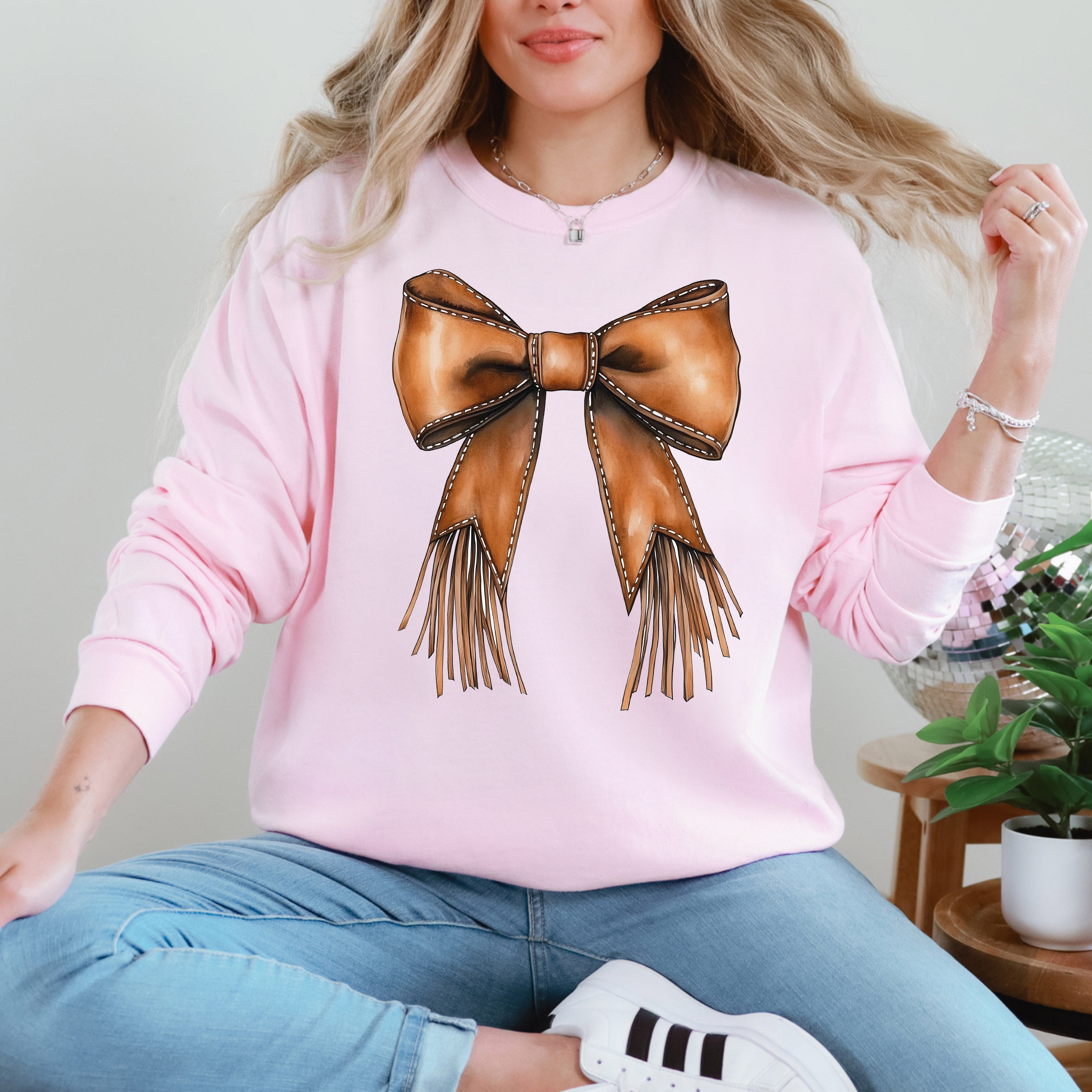 Western Bow Cowgirl Ribbon Coquette Valentine's Day Love Inspired Graphic Sweatshirt
