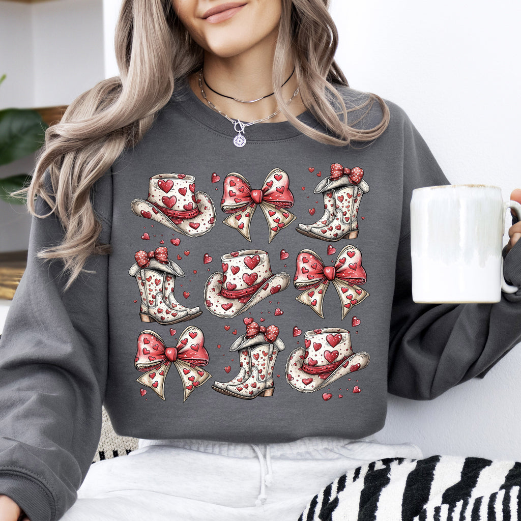 Western Hats Boots Country Cowgirl Valentine's Day Love Graphic Design Collection Edition Sweatshirt