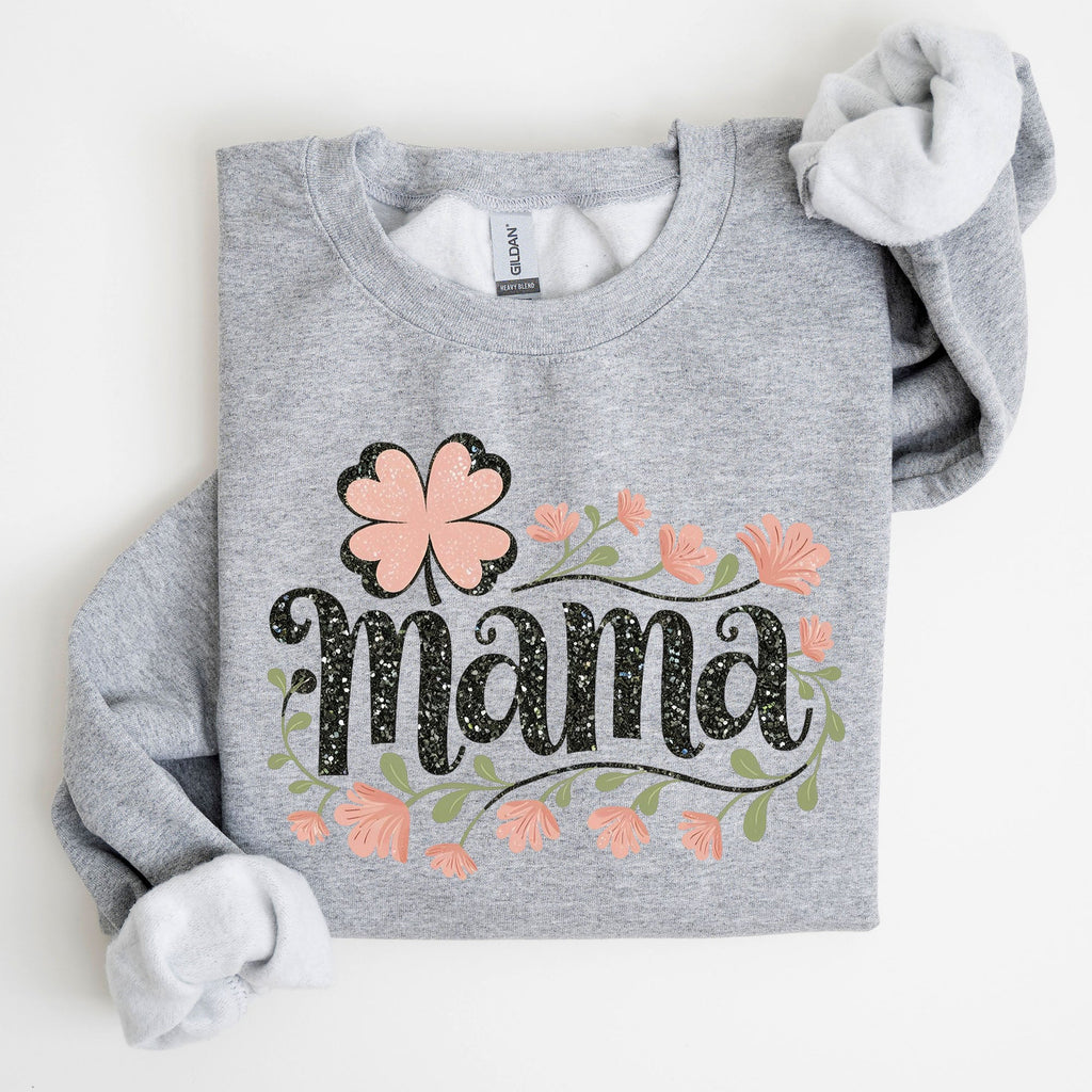 Floral Mama Shamrock Lucky Clover Irish Charm St Patrick's Day Festival Celebration Sweatshirt