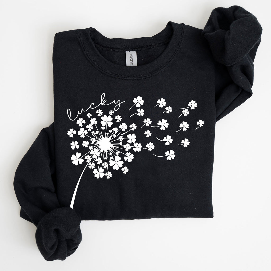Lucky Dandelion, Clover, Irish, Lucky Charm, St. Patrick's Day Collection Sweatshirt