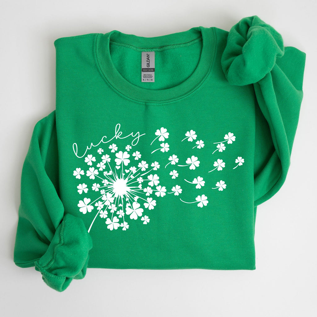 Lucky Dandelion, Clover, Irish, Lucky Charm, St. Patrick's Day Collection Sweatshirt