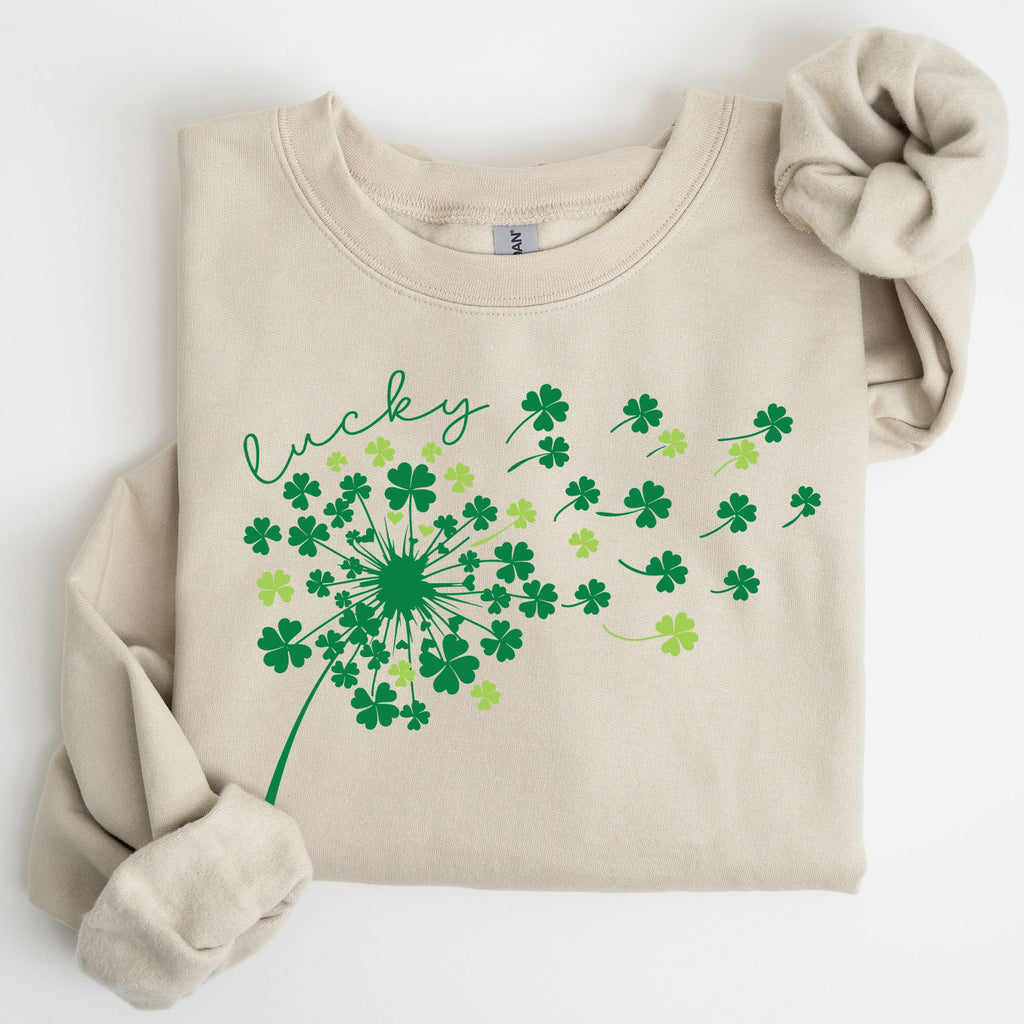 Lucky Dandelion, Clover, Irish, Lucky Charm, St. Patrick's Day Collection Sweatshirt