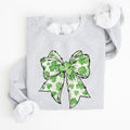 Coquette St Patrick's Day Bow Clover Lucky Irish Lucky Charm Graphic Sweatshirt
