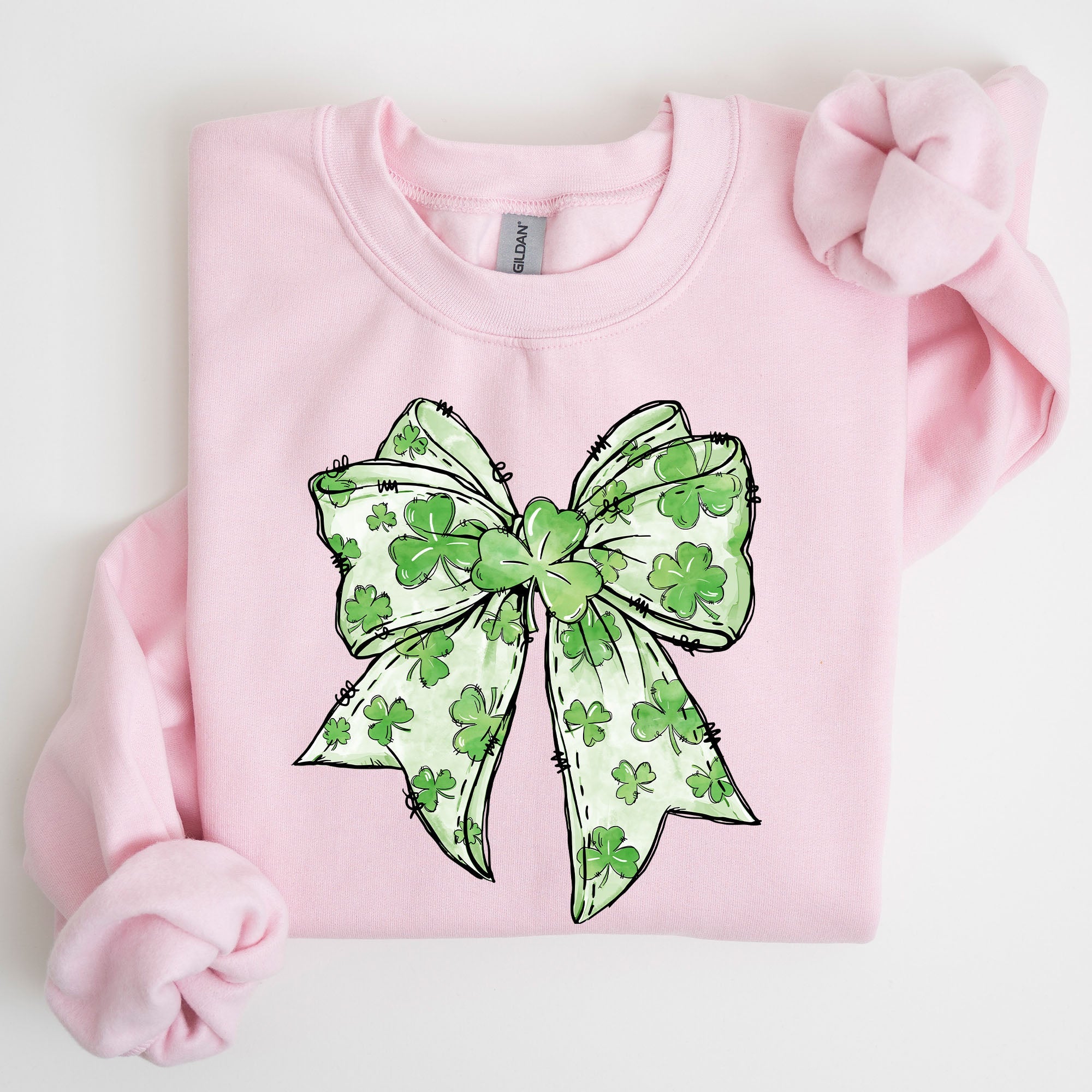 Coquette St Patrick's Day Bow Clover Lucky Irish Lucky Charm Graphic Sweatshirt