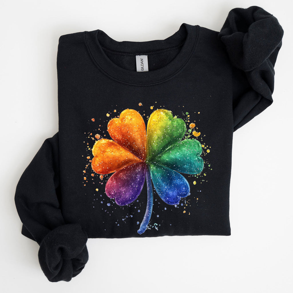 Watercolor Shamrock St Patrick's Day Clover Lucky Irish Lucky Charm Art Sweatshirt