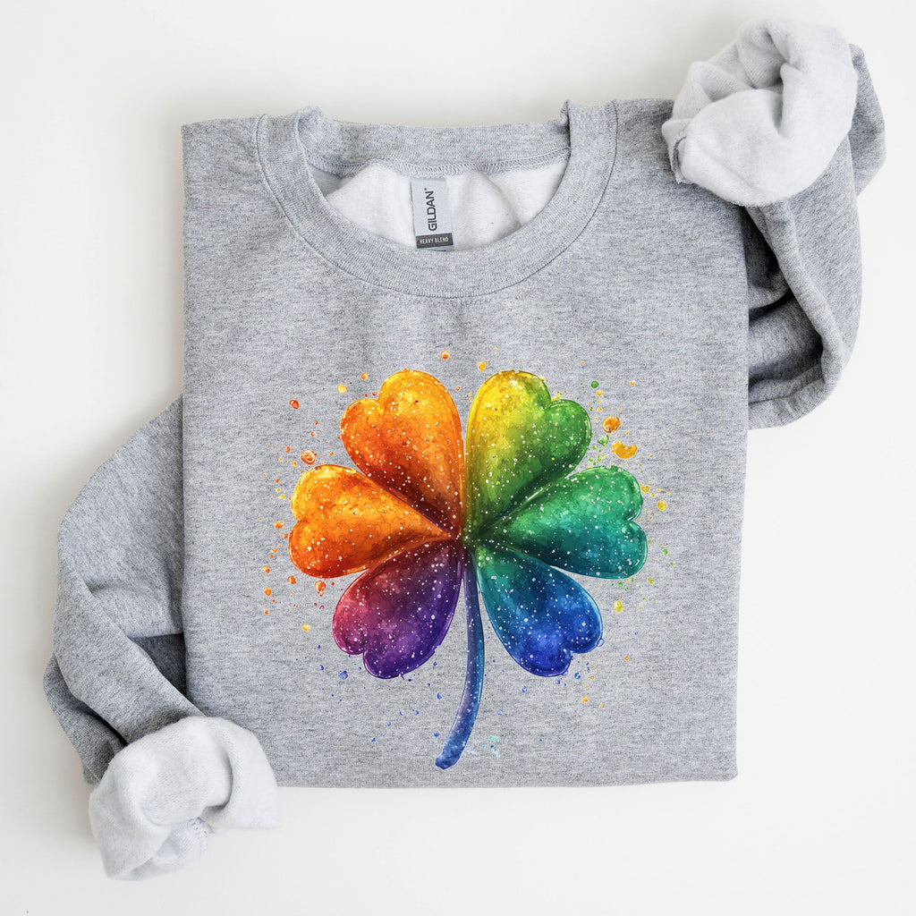 Watercolor Shamrock St Patrick's Day Clover Lucky Irish Lucky Charm Art Sweatshirt