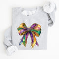 Mardi Gras Bow Coquette Carnival Fleur de Lis Fat Tuesday Parade Celebration Sweatshirt
