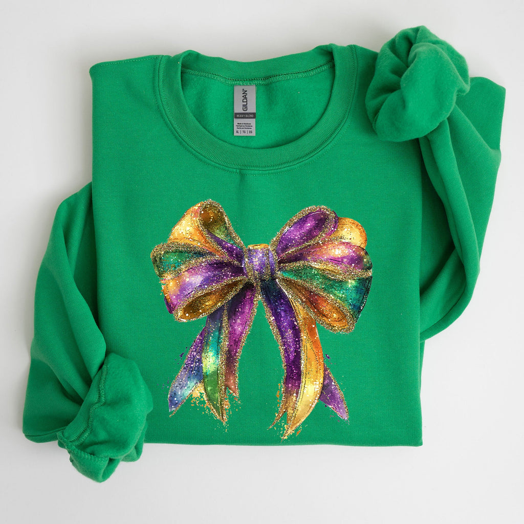 Mardi Gras Bow Coquette Carnival Fleur de Lis Fat Tuesday Parade Celebration Sweatshirt