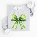 Vintage Coquette Bow Shamrock Clover Lucky Irish Lucky Charm St Patrick's Day Sweatshirt